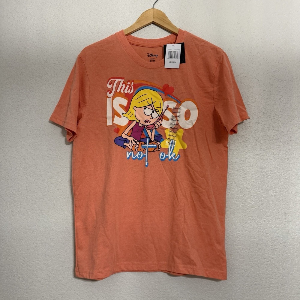 Disney This Is So Not OK Graphic T Shirt Orange Peach Amber Women's Medium NWT